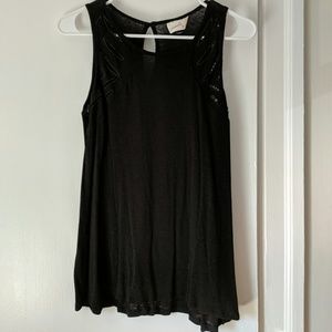 Black Tank Top with Keyhole Design